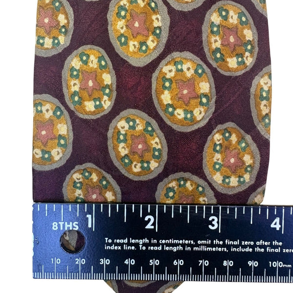 Omaggio By Robert Talbott Mens Purple Silk Floral Pattern Necktie Italy Design N