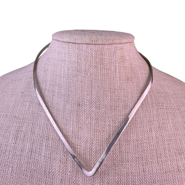 Sterling Silver Womens Polished V-Shaped Choker Necklace 925 Mexico TC-32