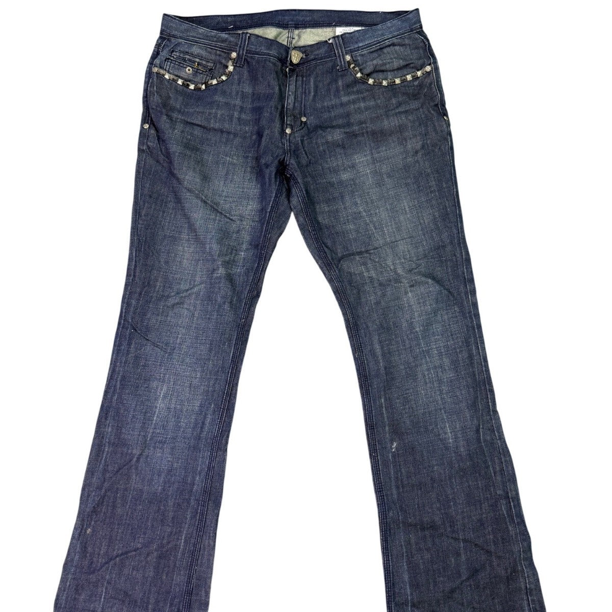 Premium Denims Goods Mens Denim Studded Jeans Boot Cut Embellished Size 38