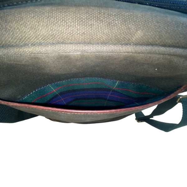 Orvis Men’s Olive Canvas &  Brown Leather With Adjustable Strap Crossbody Bag