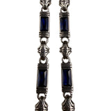 Sterling Silver Unisex Blue Gemstone Link Necklace Handmade Detailed Vintage...
