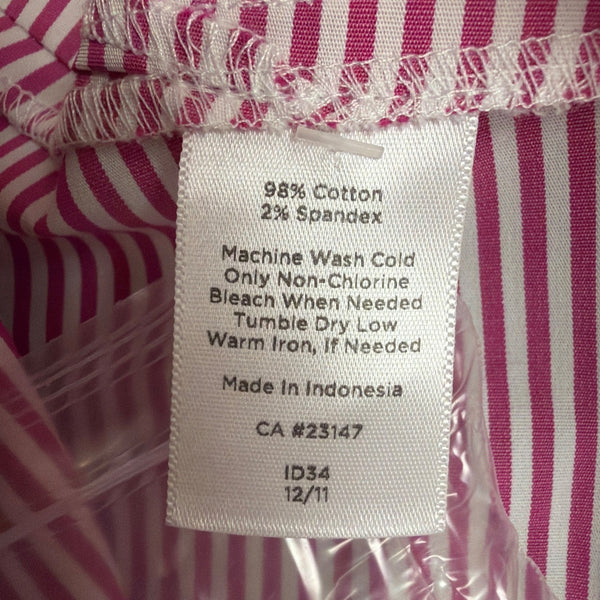 Talbots Womens Pink & White Striped Sleeveless Top With Beaded Neck Sz 4P - New
