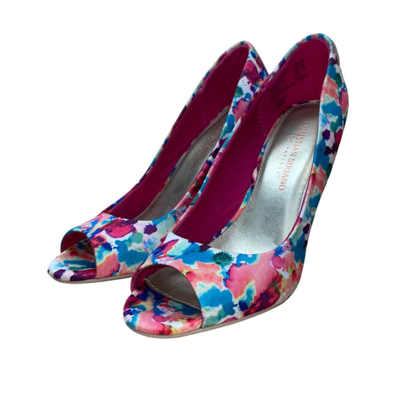 Christian Siriano Women’s Pink Watercolor Ink Blot Heels Sz 6.5