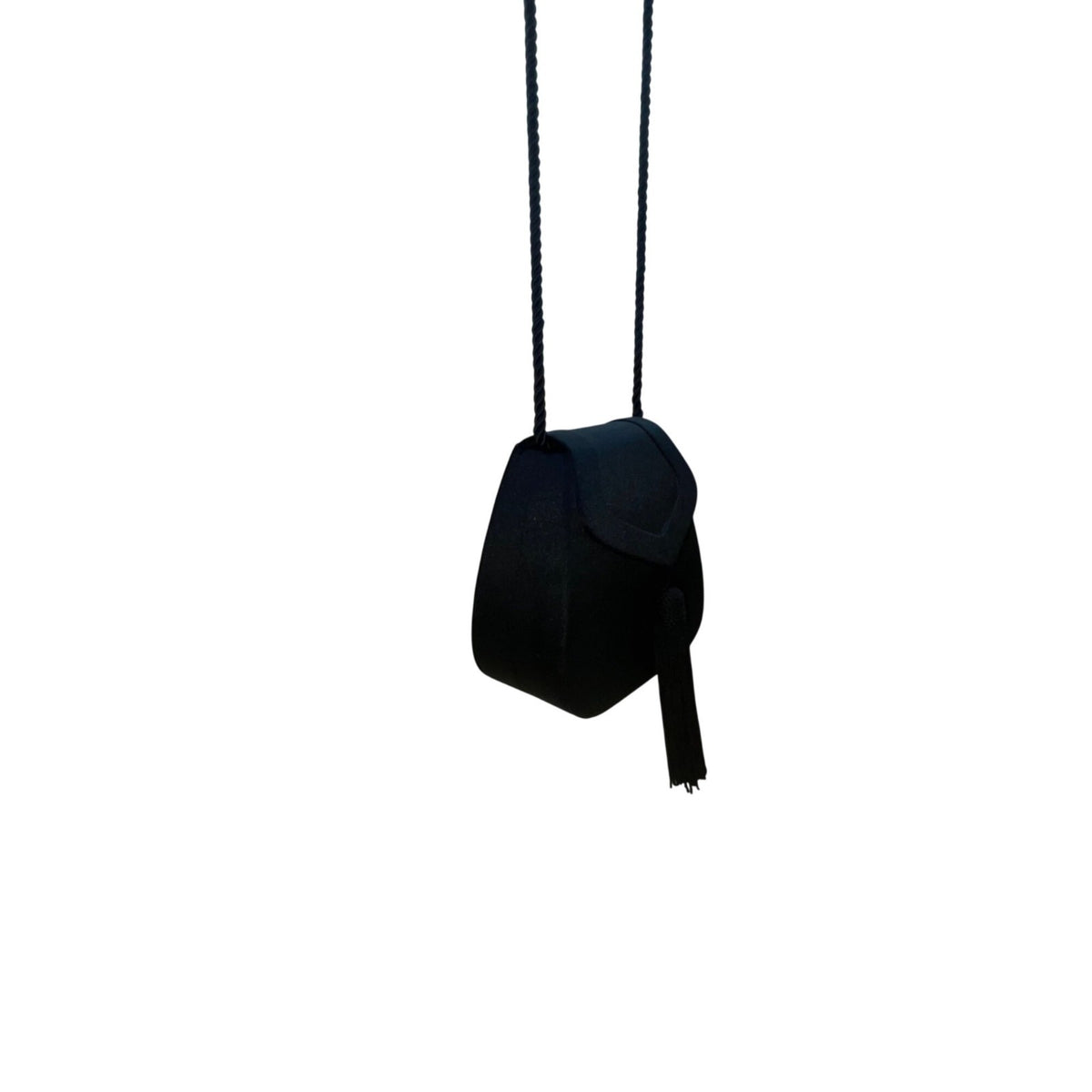 Preview Collection Womens Black Faux Satin Tassel & Braided Strap Crossbody Bag