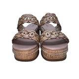 Baretraps Women’s Natural Leather Braided Strap Cork Wedge Sandals Size 11M