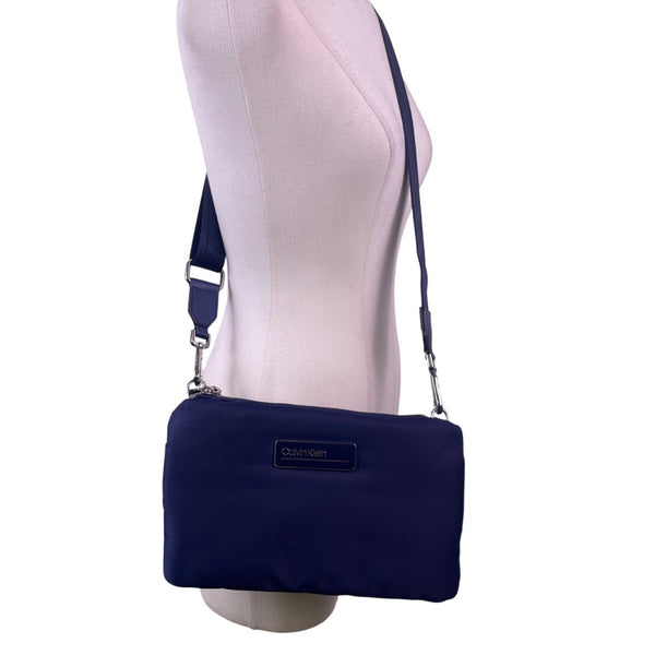 Calvin Klein Women’s Blue Nylon Adjustable Strap Compact Crossbody Bag