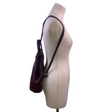 Women’s Burgundy Leather Multiple Compartments Sling Adjustable Straps Backpack