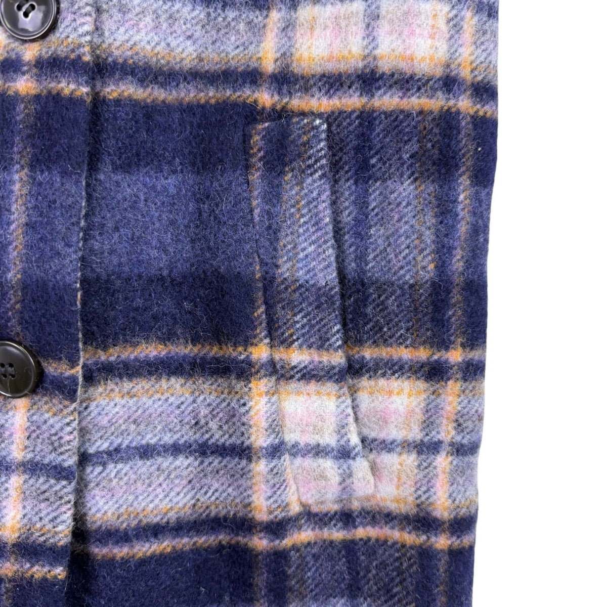 Madewell Womens Navy Wool Blend Plaid Double-Breasted Coat Size XS