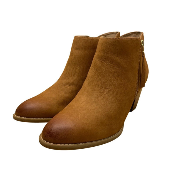 Vionic Women’s Brown Leather Side Sterling Saddle Heeled Ankle Booties Size 9.5
