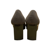 Sesto Meucci Women's Gray Suede Floral Embroidered Block Heels Size 8M