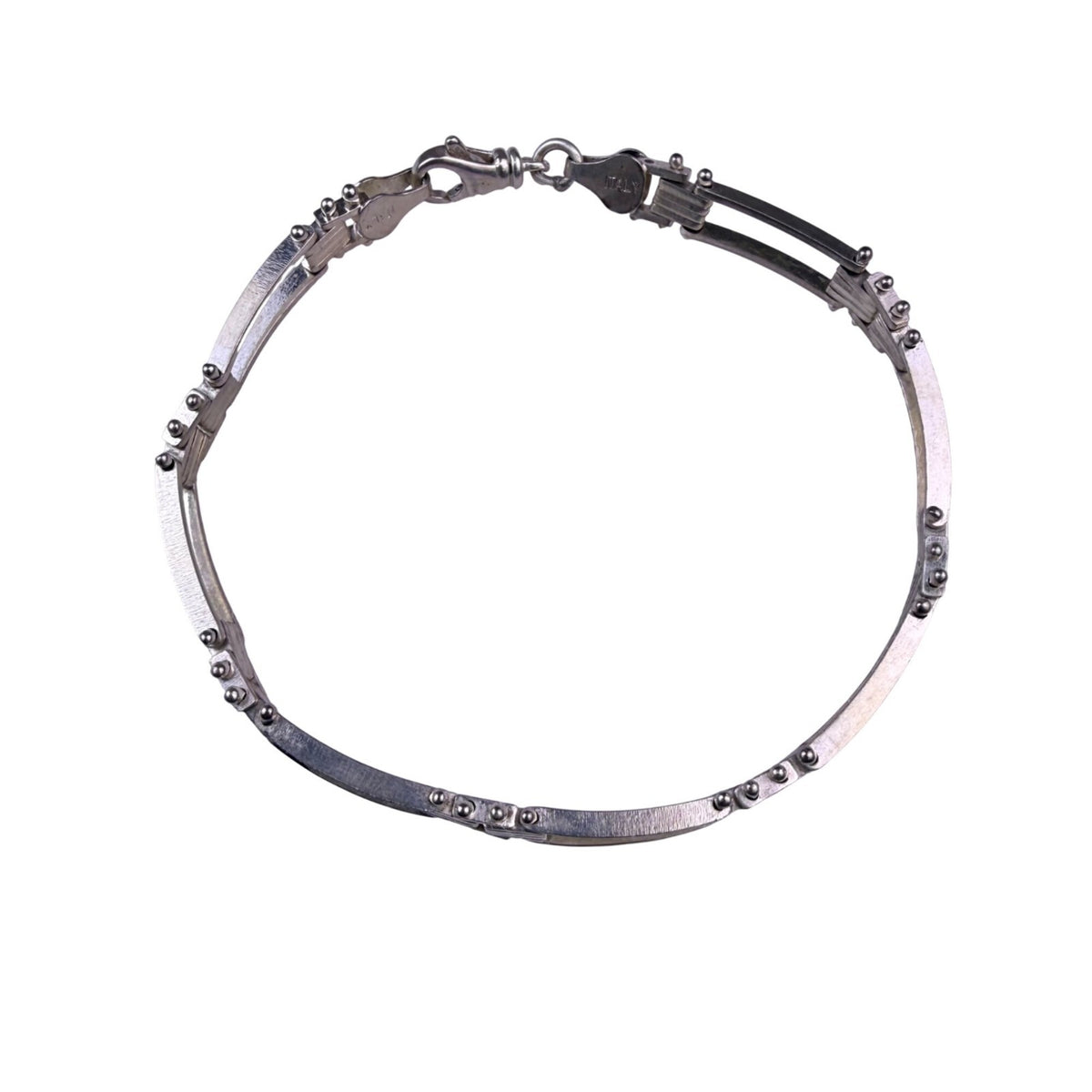 Sterling Silver 925 Italian Fence Design Bracelet Lobster Clasp
