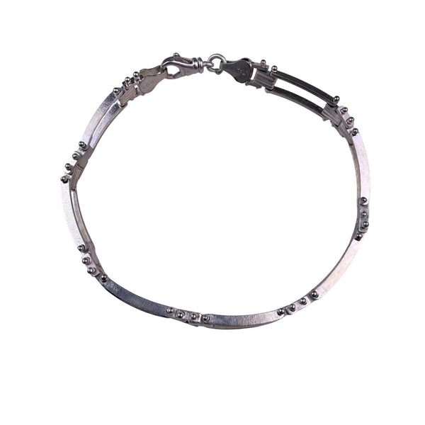 Sterling Silver 925 Italian Fence Design Bracelet Lobster Clasp