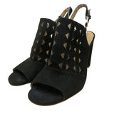 Halogen Women’s Black Suede Cutout Slingback Chunky Heel Sandals Size 10M