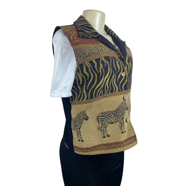 Dressbarn Women's Brown Zebra Pattern Vest Sz M