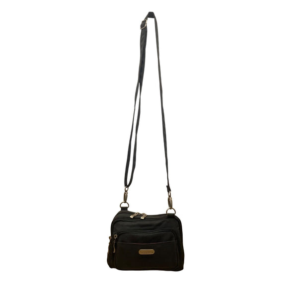 Baggallini Women’s Black Nylon Adjustable Strap Multi-Compartment Crossbody Bag