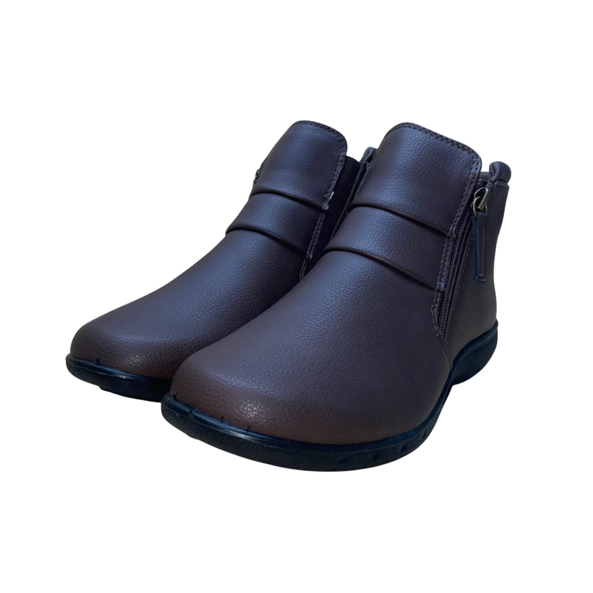 Easy Street Women’s Brown Vegan Pebbled Side Zipper Zozo Ankle Boots Size 9.5W