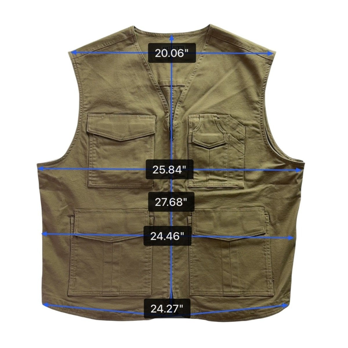 Duluth Trading Mens Tan Utility Vest Functional Storage Durable Zip Vest