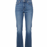 Zara Womens Blue Cotton Straight Leg Frayed Hem Jeans High Waist Denim Size 6