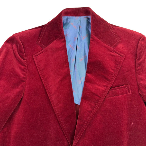 John Weitz Lord & Taylor Mens Red Velvet Luxury Blazer 2 Gold Button  Sz 41R