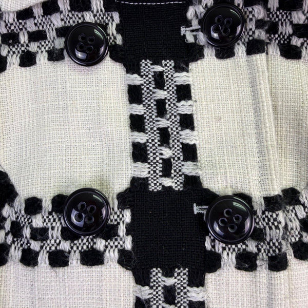 Focus 2000 Womens Black & White Plaid Petite Coat Double Breasted Size 6P