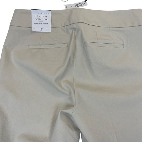 Talbots Womens Beige Cotton Blend Chatham Ankle Pants Size 0 Petite - New