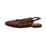 Seychelles Women’s Brown Leather Woven Buckle Closure Slingback Flats Size 8