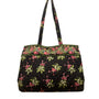 Vera Bradley Women’s Black & Green Quilted Cotton Floral Shoulder Tote Bag