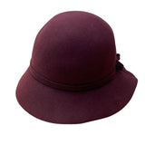 Charter Club Womens Burgundy Wool Cloche Hat With Bow Accent Made In Italy