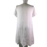 Made In Italy Womens White Linen Short Sleeve Midi Dress Pockets Relaxed Fit