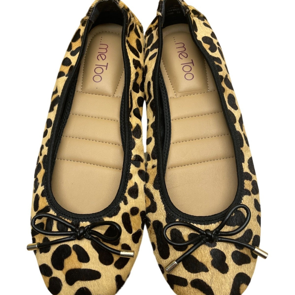 Me Too Women’s Brown & Black Leather Animal Print Halle Ballet Flats Size 9M
