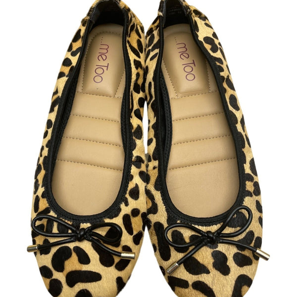 Me Too Women’s Brown & Black Leather Animal Print Halle Ballet Flats Size 9M