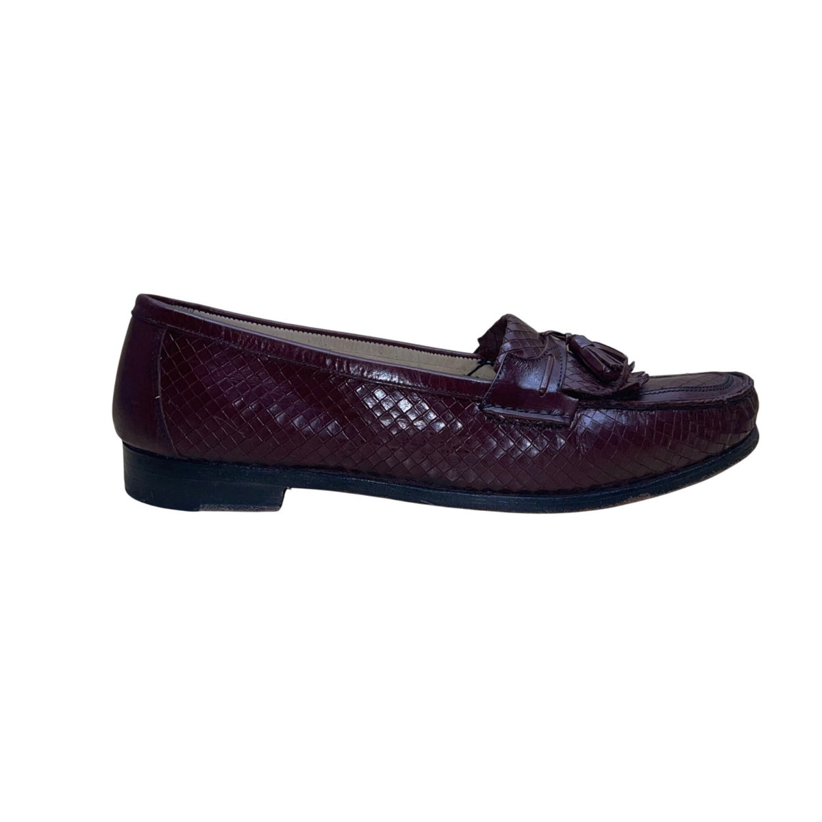 Johnston & Murphy Men’s Burgundy Leather Woven Tassel Loafer Shoes Sz 11.5M