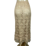 Soft Surroundings Women's Beige With Pink Lace Ribbon Long Skirt Sz M