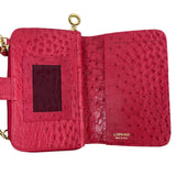 Lorenzi Women’s Cherry Red Leather Evening Bag with Gold Details Sz S