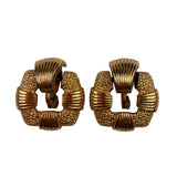 Monet Womens Gold Tone Metal Clip-On Vintage Textured Earrings Circular Design