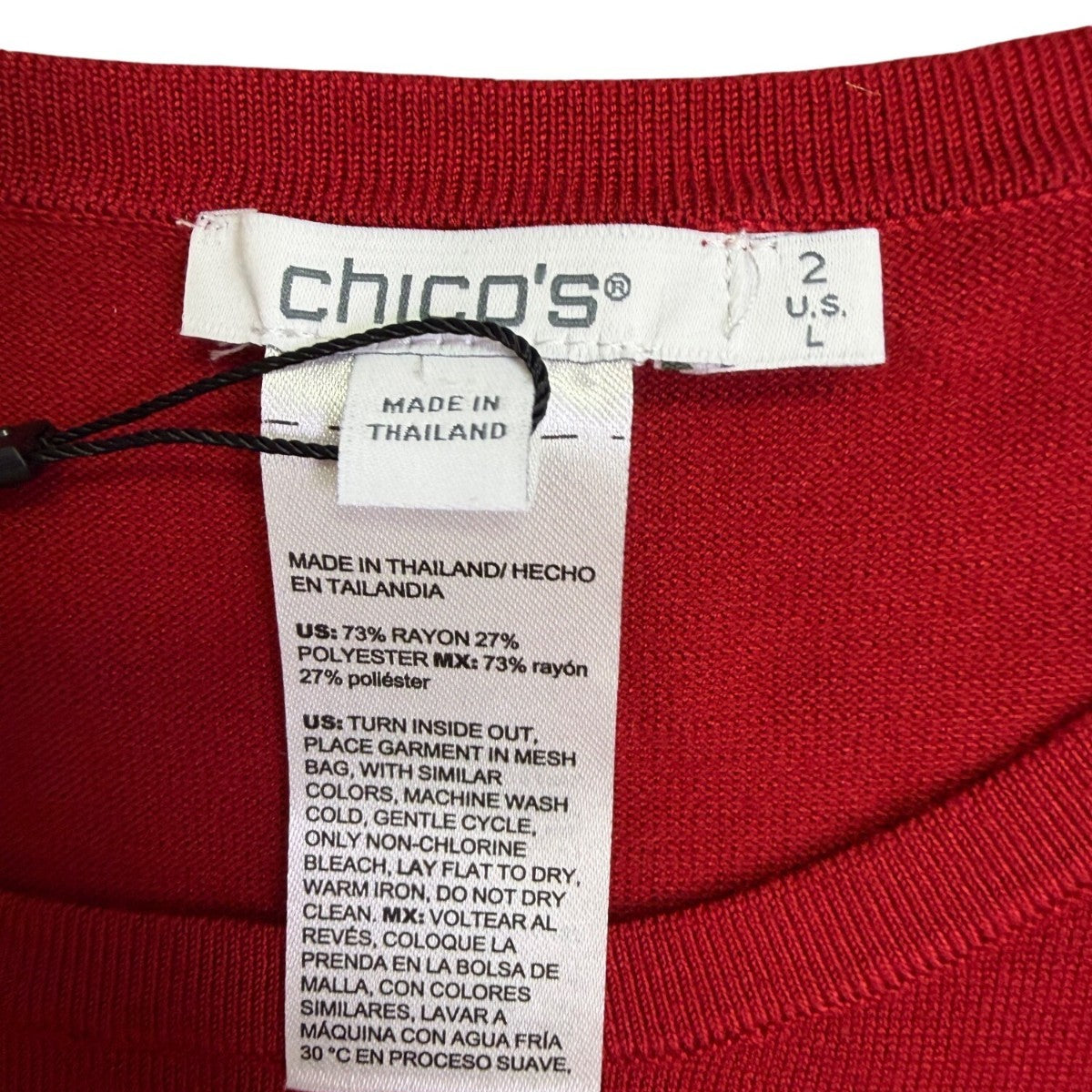 Chicos Womens Red Pullover Long Sleeve Sweater Size L