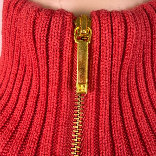 Lauren Ralph Lauren Womens Red Cable Knit Full Zip Sweater With Pockets