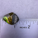 Avalon Women’s Green Resin & Rhinestone Statement Earrings Stud Back