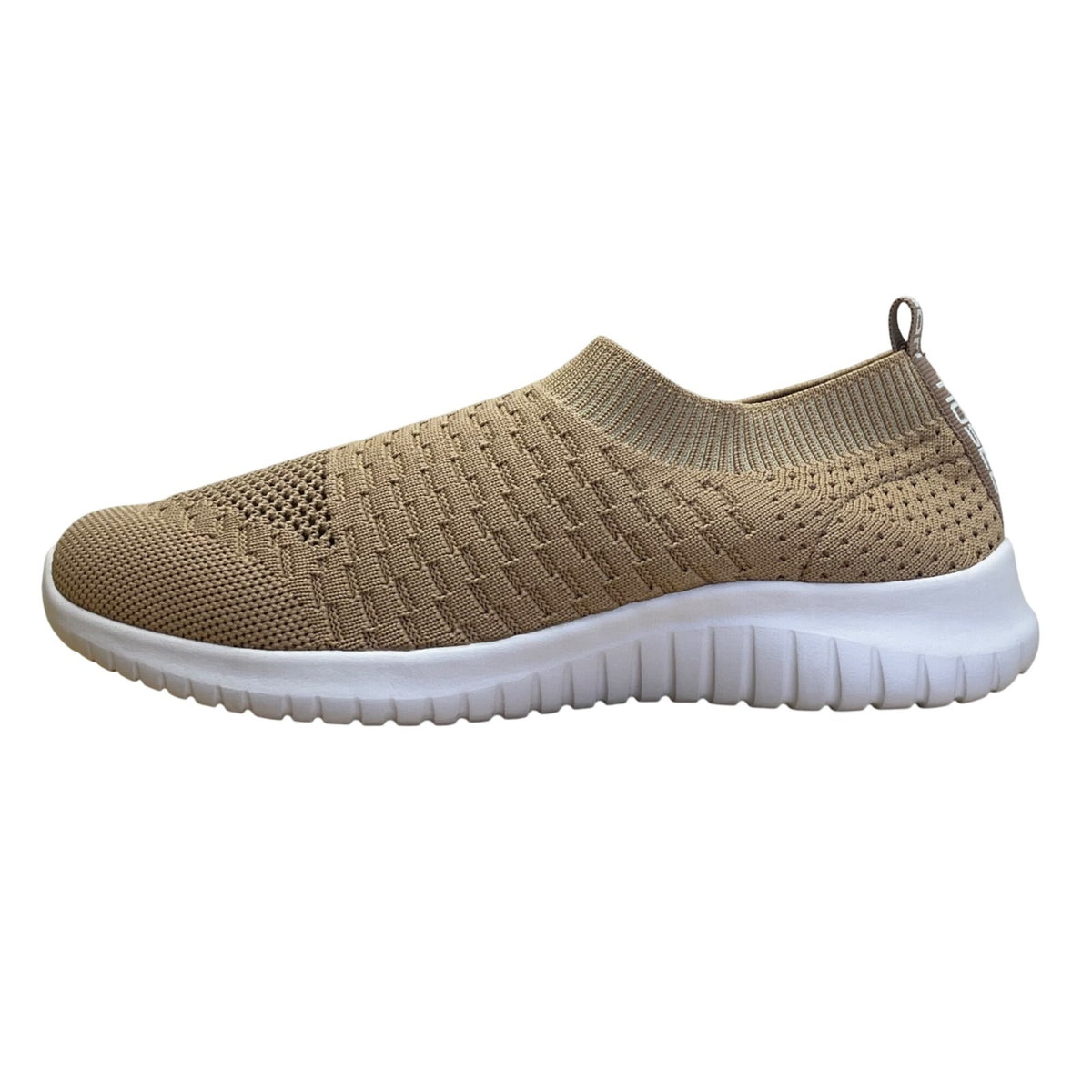 Tiosebon Women’s Beige Knit Breathable Slip-On Walking Sneakers Size US6/37EU