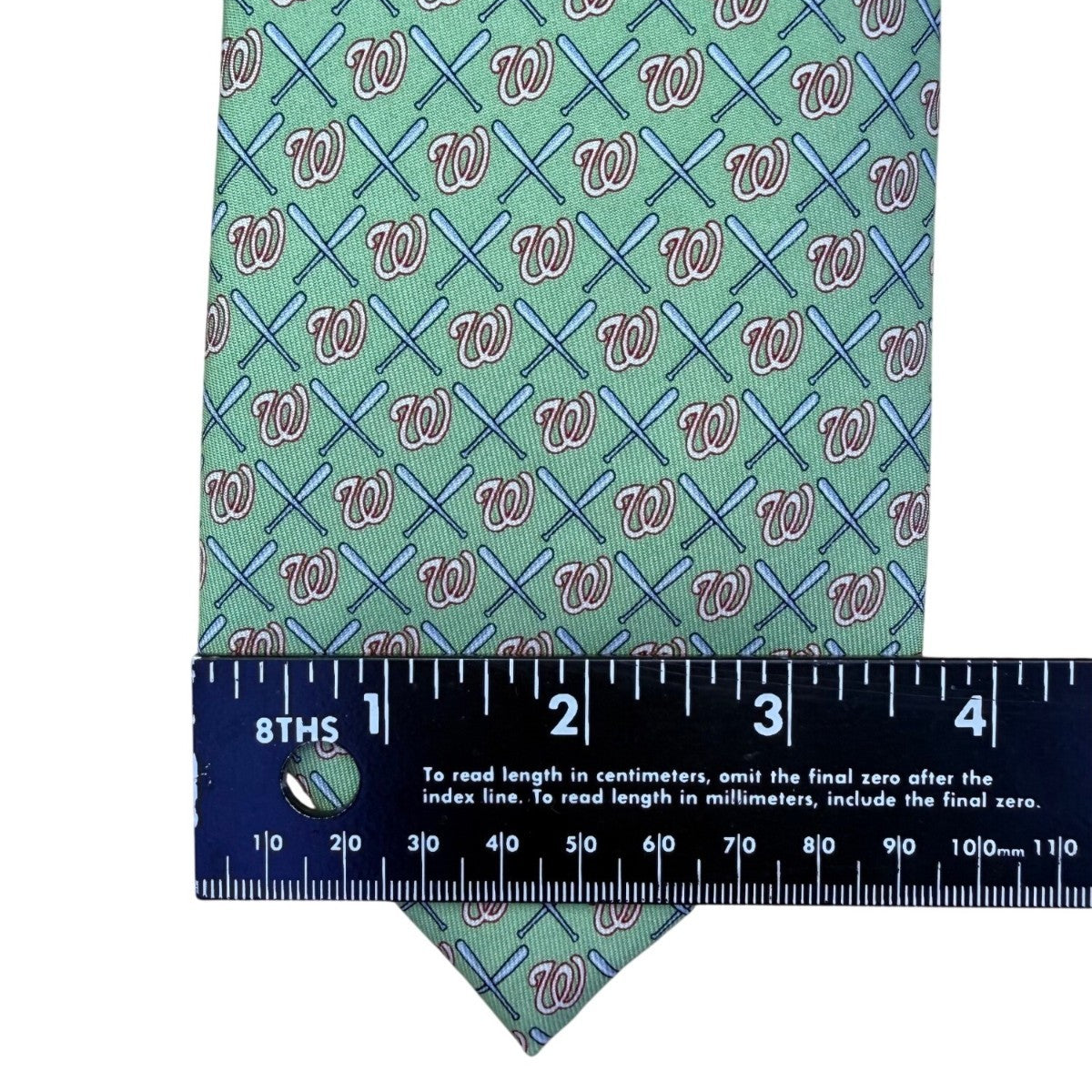 Vineyard Vines Mens Green 100% Silk Washington Nationals Logo Patterned Tie
