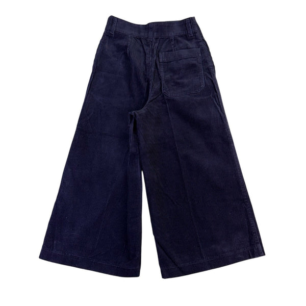 Uniqlo Womens Navy Cotton High-Waisted Corduroy Wide Cropped Pants Size 2