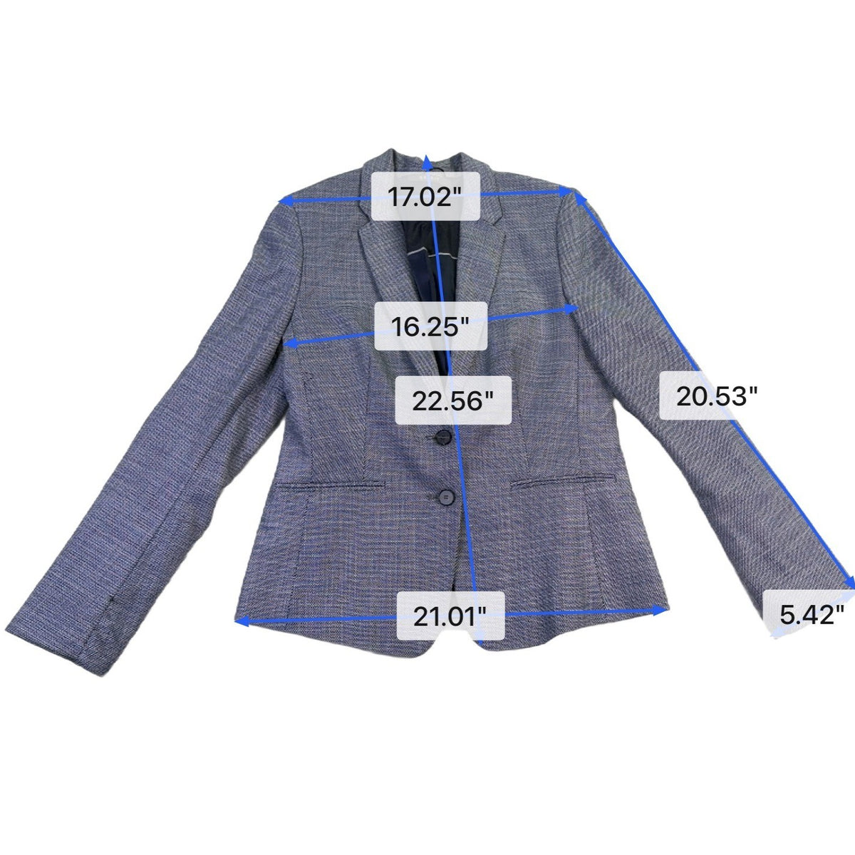 Esprit Womens Blue & Gray Single Breasted Blazer Career Jacket Size 8 