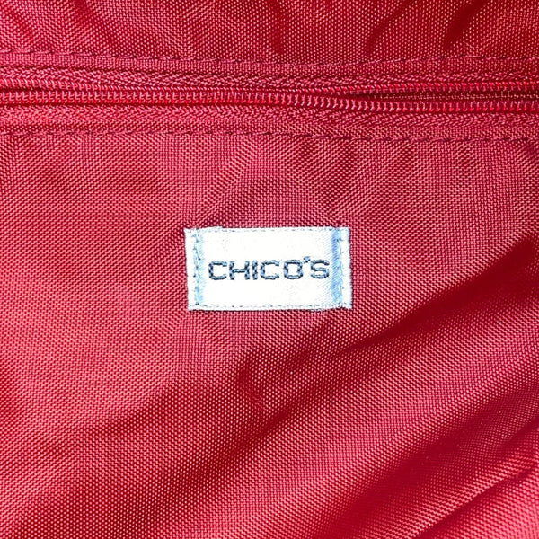 Chicos Women’s Black Nylon Zippered Pockets Travelers Shoulder Straps Tote Bag