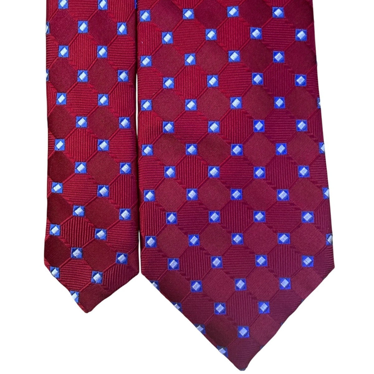Jos A Bank Mens Red Silk Geometric Tie Executive Collection Blue Pattern