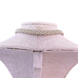 Vintage Silver Tone Mesh Choker Necklace Elegant Sculpted Bead Detail