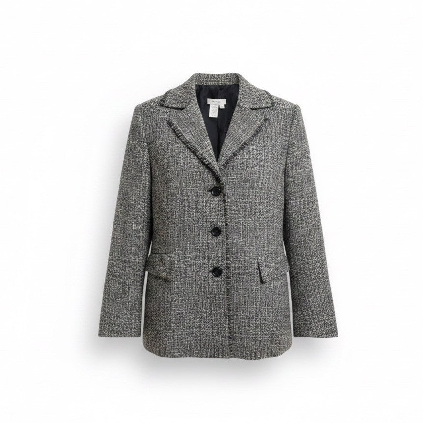 Ulla Popken Womens Black/Grey Tweed Jacket Relaxed Fit Size 16/18