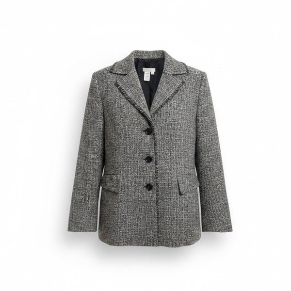 Ulla Popken Womens Black/Grey Tweed Jacket Relaxed Fit Size 16/18