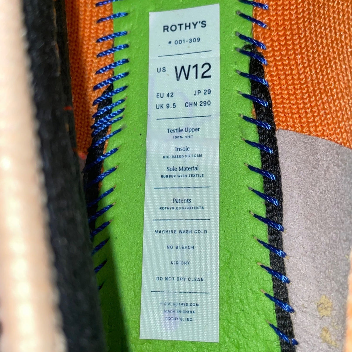 Rothys Women’s Orange Knit Round The Daily Flat Shoes Size W12