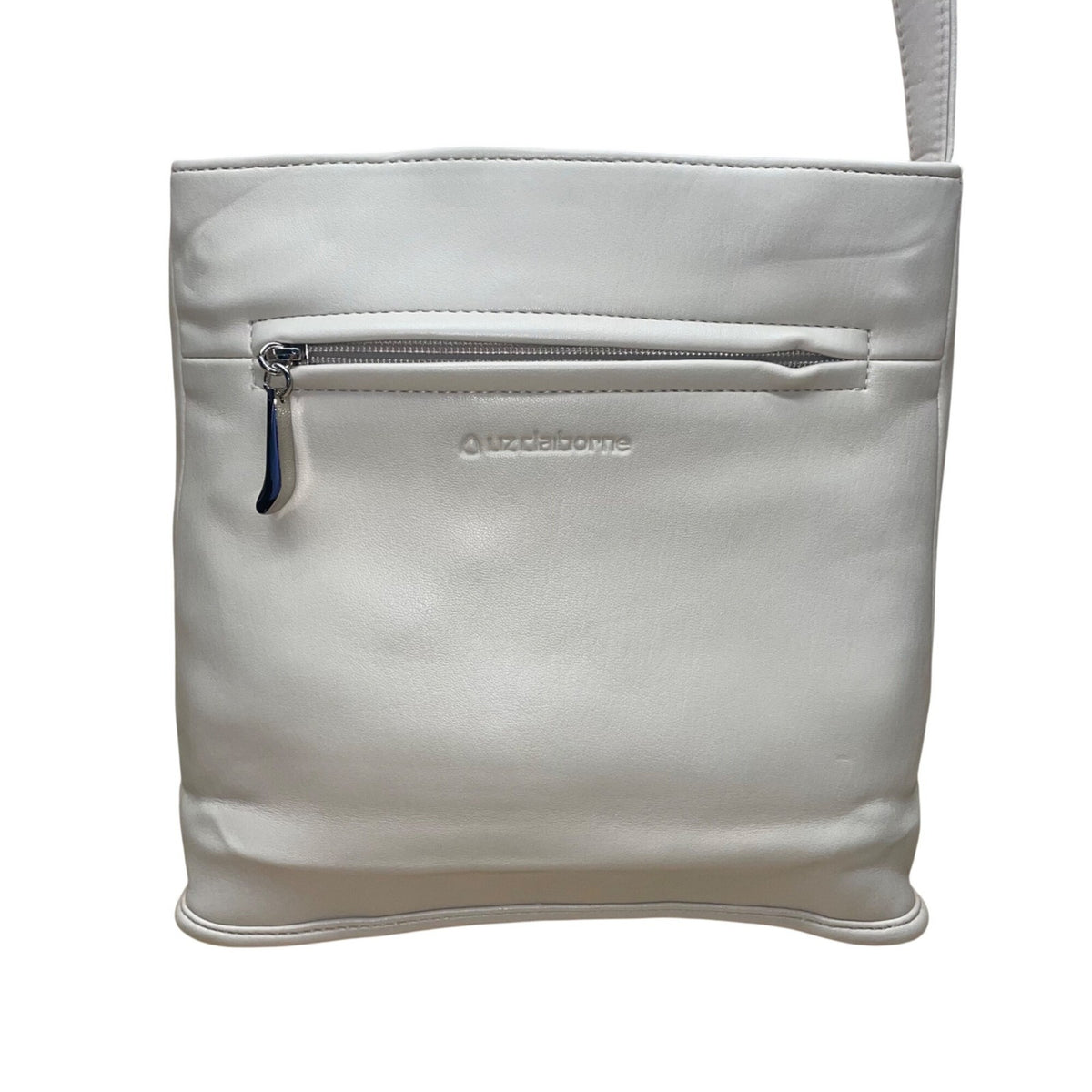 Liz Claiborne Women’s Bone White Faux Leather Adjustable Strap Crossbody Bag
