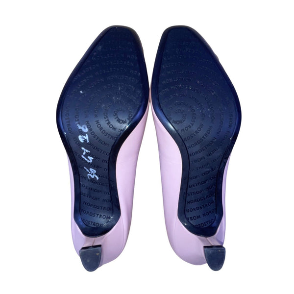 Nordstrom Women’s Light Pink Leather Slip-On Low Kitten Rave Heel Pumps Size 7M